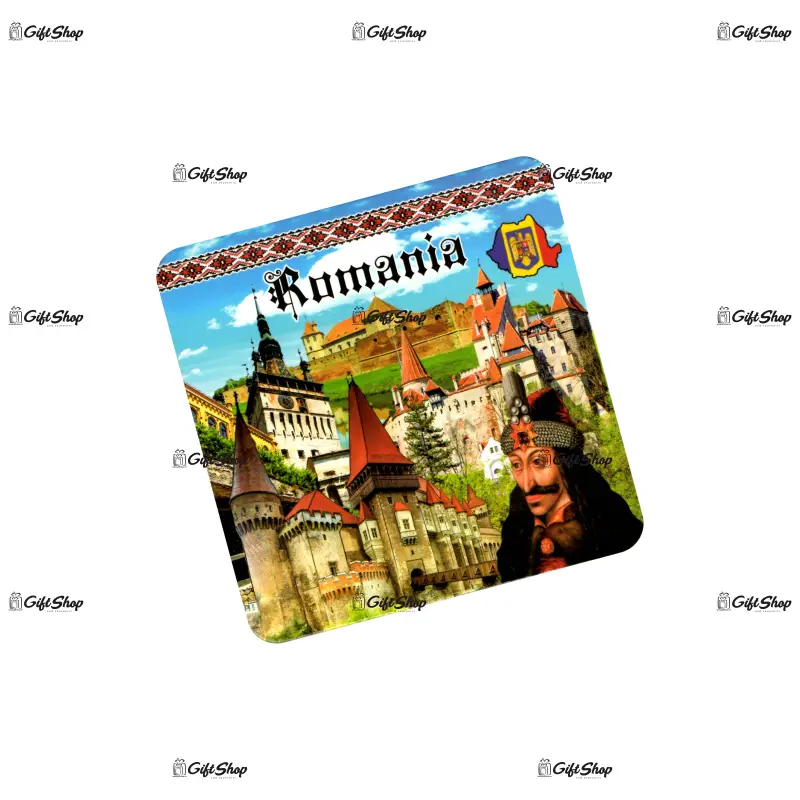 Castelul bran, vlad tepes, set 6 suporti coster din lemn, model a